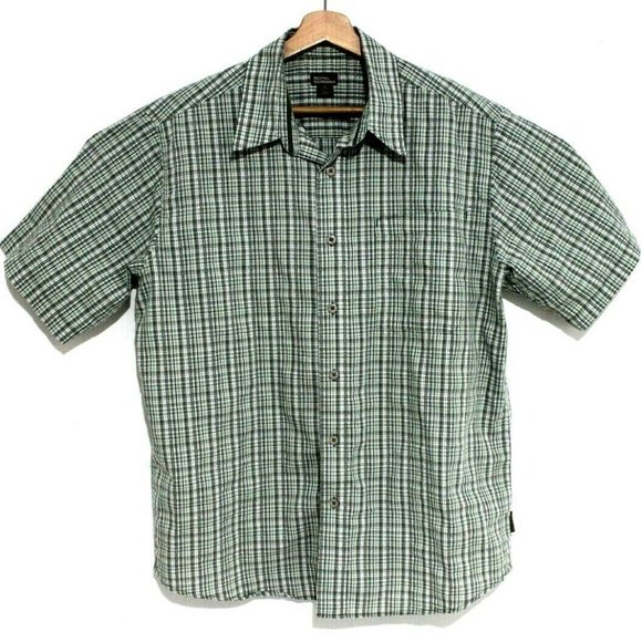 Royal Robbins Mens Size Large Relaxed Fit Green Plaid Button Down Shirt Organic - Picture 1 of 3